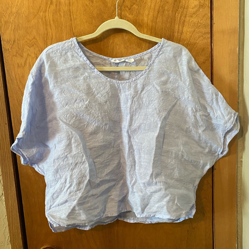 Sigrid Olsen Linen Light Blue Blouse